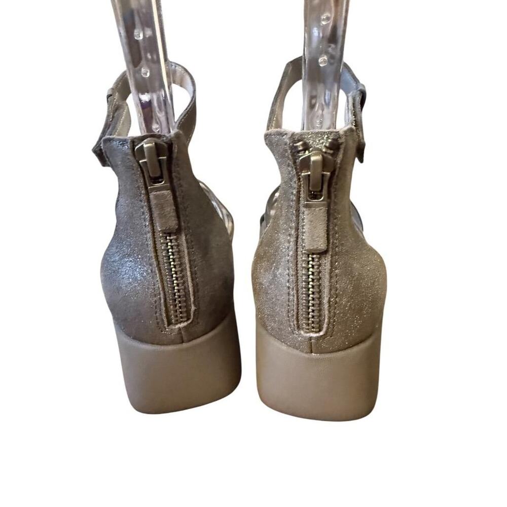 Eileen Fisher Noni Stappy Sandal Heel Silver Leather Women size 7 - Picture 3 of 5